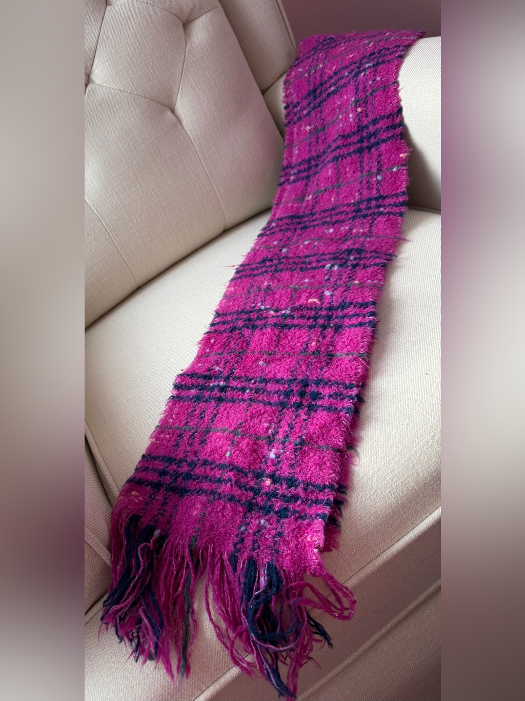 Burberry London Pink Plaid Vintage Scarf